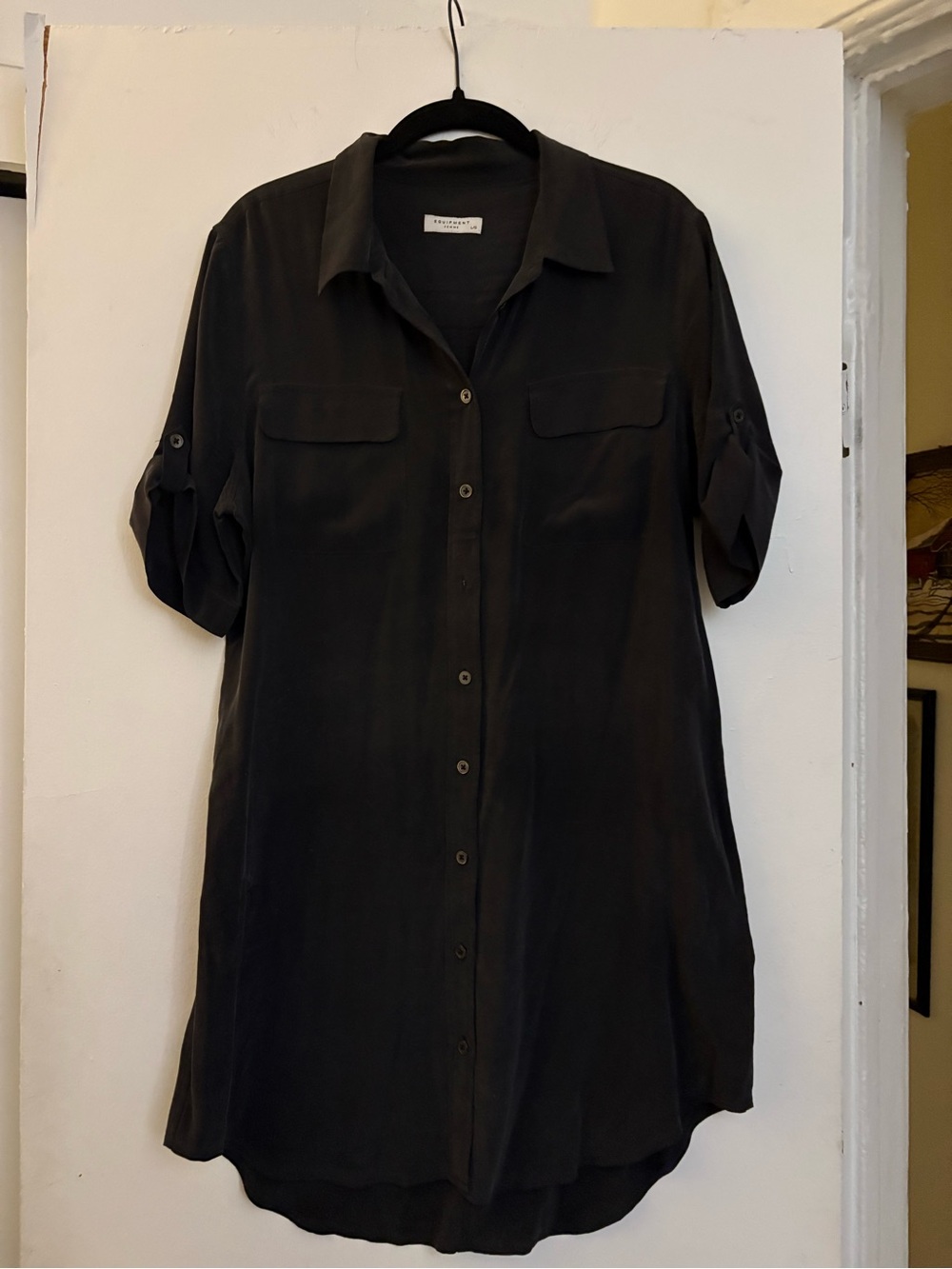 Equipment Black Button-Down Shirt Dress
